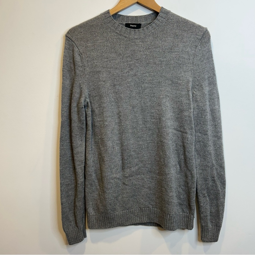 Theory Women’s Textured Crewneck Wool Sweater Grey